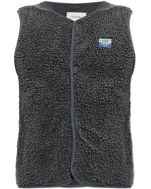 American Vintage Fleece Vest With Logo Patch - Black