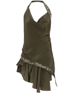 McQueen Silk Top With Shimmering Appliqués - Green