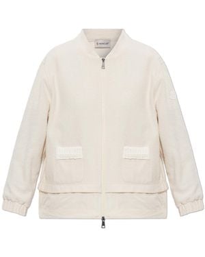 Moncler Cardigan Made Of Combined Materials - White