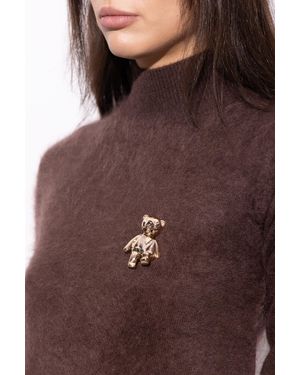 Max Mara Bear-Shaped Brooch - Brown