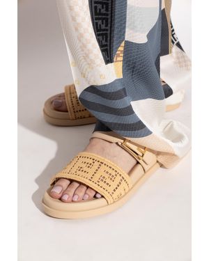 Fendi Slides With Logo - Gray