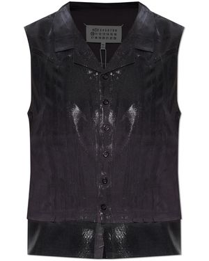 Maison Margiela Top With A Glossy Finish - Black