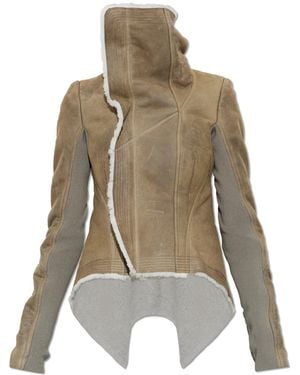 Rick Owens Suede Shearling Coat - Natural