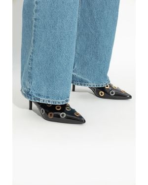 Kurt Geiger Leather Heeled Ankle Boots "Kensington" - Blue