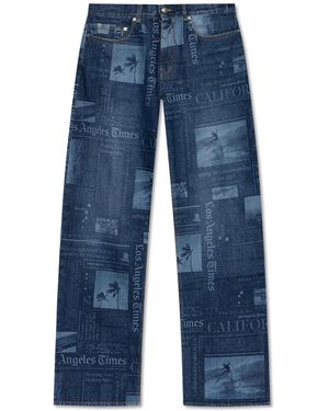 Palm Angels Patterned Jeans - Blue