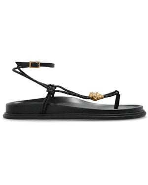 Versace Leather Sandals With Medusa Head - White