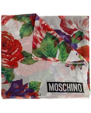 Moschino Floral Motif Scarf - Red