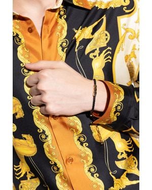 Versace Leather Bracelet With Logo - Black