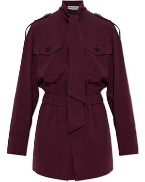 Self-Portrait Jumpsuit With Belt - Purple