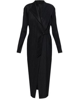Pleats Please Issey Miyake Pleated Coat - Black