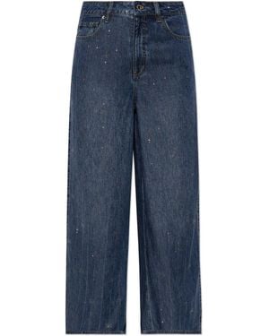 Self-Portrait Jeans With Shimmering Sequins - Blue