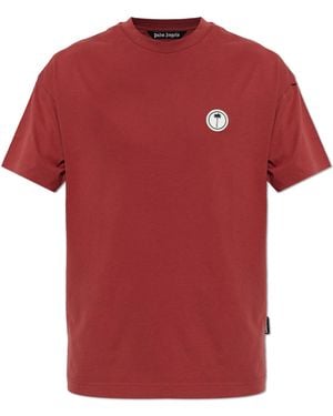 Palm Angels T-Shirt With Logo Patch - Red
