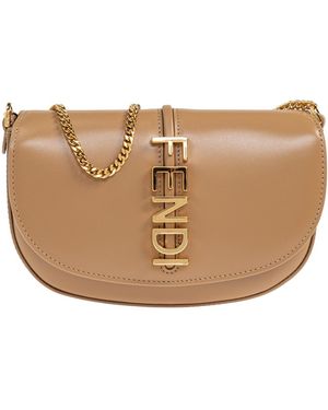 Fendi "Graphy" Pouch On A Strap - Natural