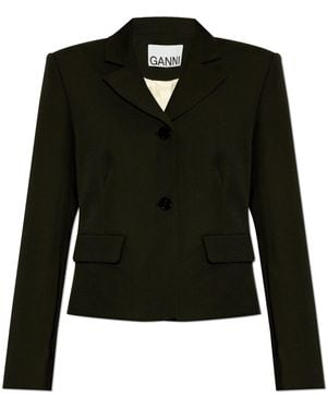 Ganni Blazer With Open Lapels - Black