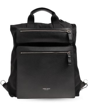 Giorgio Armani Backpack With Logo - Black