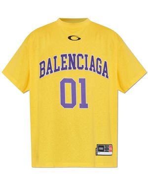 Balenciaga T-Shirt With Logo - Yellow
