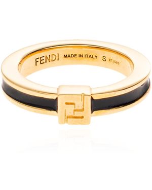 Fendi Ring With Logo - Metallic