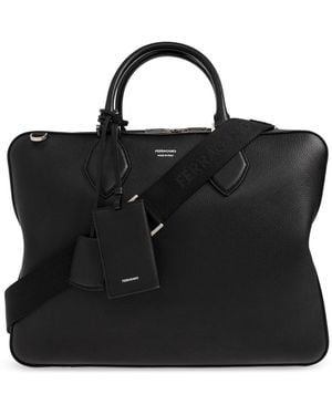 Ferragamo Leather Document Bag - Black