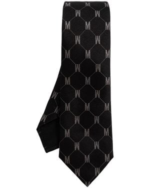 Moschino Silk Tie With Monogram - Black
