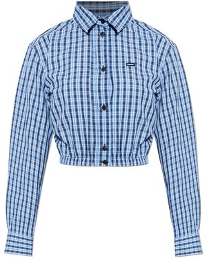 Vetements Short Plaid Shirt - Blue