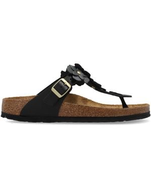 Birkenstock 'Gizeh Flower Embellishment' Flip-Flops - Black