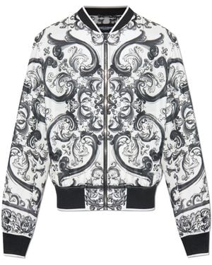 Dolce & Gabbana Bomber Jacket With "Majolica" Print - White