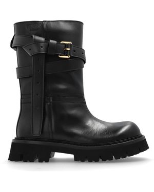 Moschino Leather Ankle Boots - Black