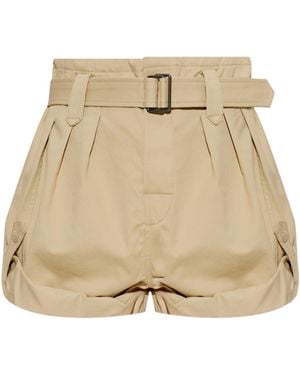 KENZO Cotton Shorts With Belt - Natural