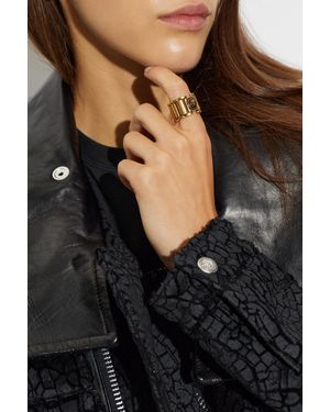 Versace Brass Ring With Medusa Head - Black