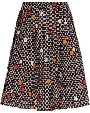 MM6 by Maison Margiela Pleated Skirt With Floral Motif - White
