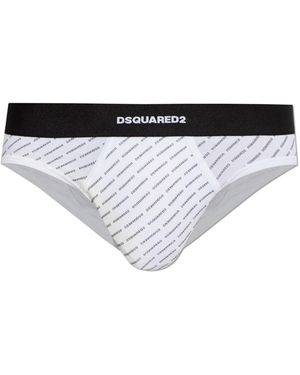 DSquared² Cotton Briefs With Monogram - Black
