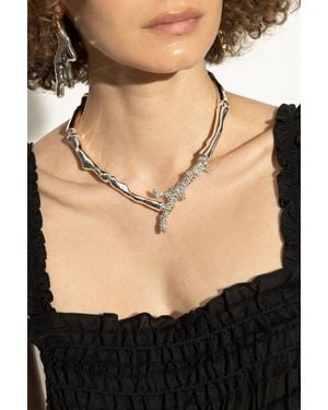 Tory Burch Short Necklace With Shimmering Crystals - Black