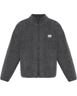 American Vintage Furry Sweatshirt With Logo Patch - Grey