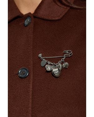 Marni Brass Pin With Pendants - Brown
