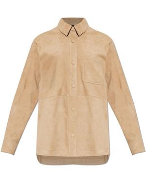 Paul Smith Suede Shirt With Pocket - Natural