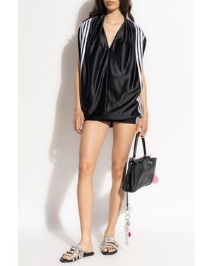 Balenciaga Short Dress With A V-Neckline - Black
