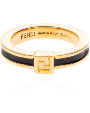 Fendi Ring With Logo - Metallic