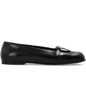 NODALETO Leather Ballet Flats - Black