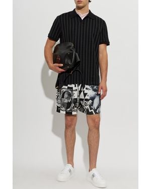 Versace Cotton Polo Shirt With Monogram - Black