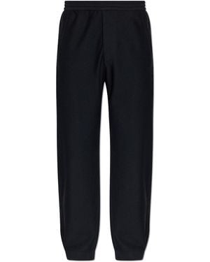 Giorgio Armani Perforated Trousers With Embroidered Logo - Black