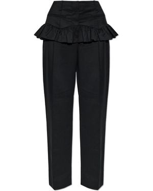 Ganni Ruffled Trousers - Black