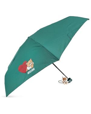 Moschino Folding Umbrella With Logo - Green