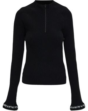 Alexander Wang Fitted Top With Stand-Up Collar - Black