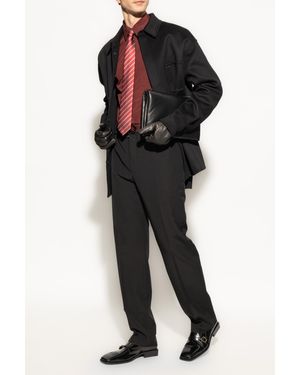 Ferragamo Wool Tailored Creased Pants - Black