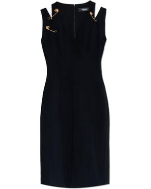 Versace Dress With Decorative Safety Pins - Black