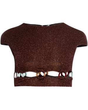 Oséree Top With Lurex Thread - Brown