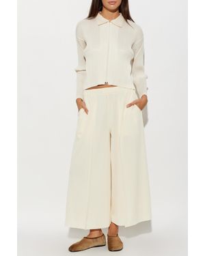 Pleats Please Issey Miyake Pleated Cardigan - Natural