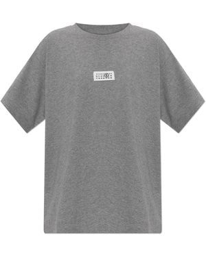 MM6 by Maison Margiela T-Shirt With Logo Patch - Grey