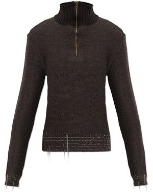 Maison Margiela Jumper With Decorative Threads - Black