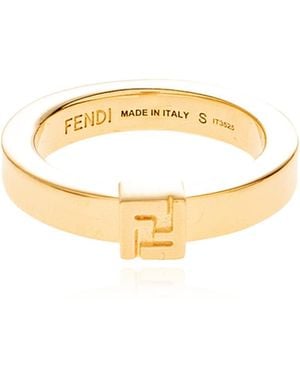 Fendi Ring With Logo - Metallic
